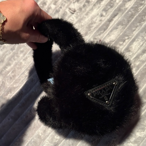 Prada Luxurious Black Faux Fur Earmuffs - Picture 3 of 3